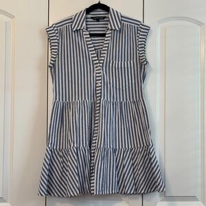 Veronica Beard “Trisha” blue and white striped sleeveless dress, medium
